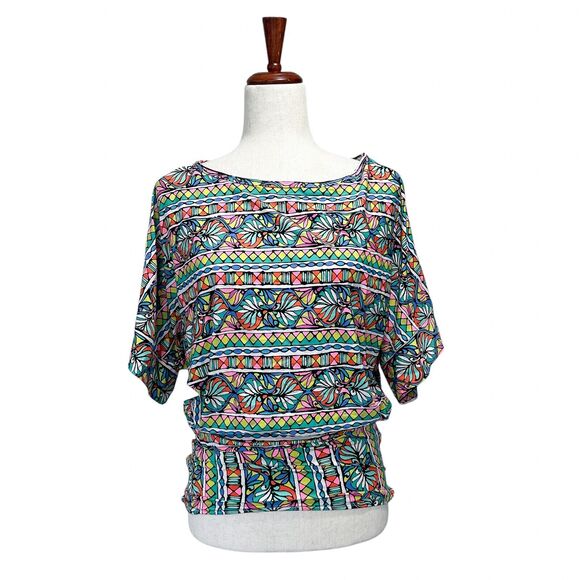 Trina Turk Swim Top Size Extra Small XS Women's Dolman Bright Print Sunwear - Picture 1 of 11